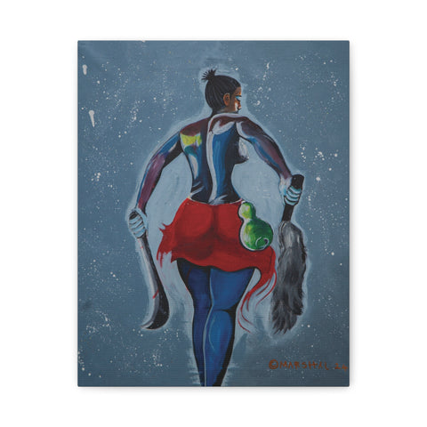 Afro Tribal Warrior Woman Wall Art, Powerful African Female Strength Canvas Print, Afrocentric Decor for Home & Office