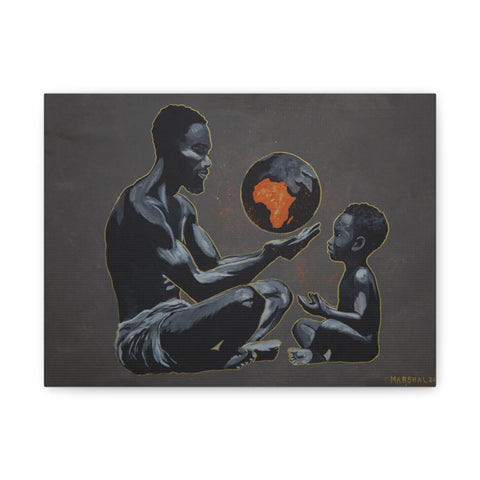 African Heritage Wall Art Set, Afrocentric Father & Son, Warrior Woman, Panther Spirit, Vibrant Black Art Prints on Canvas