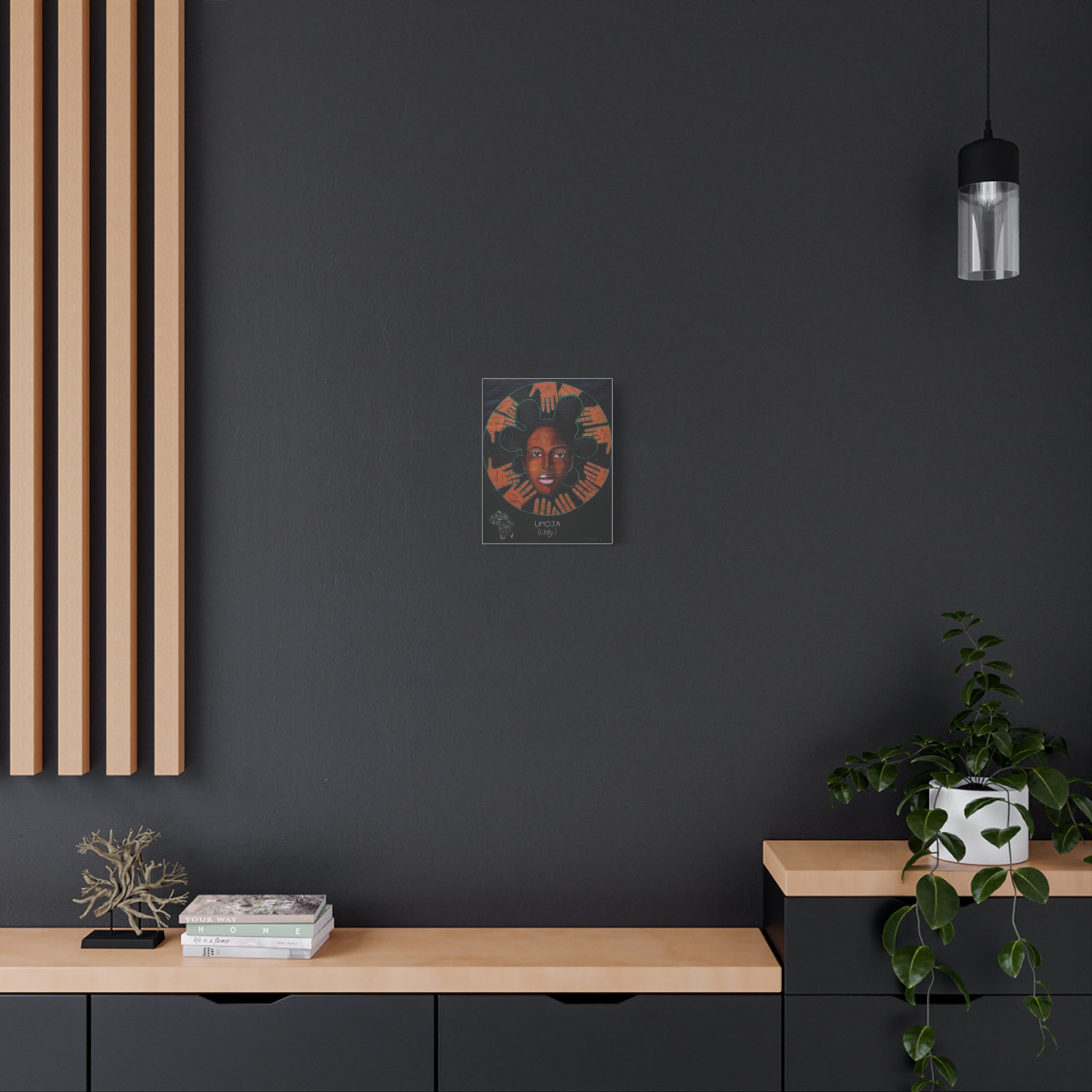 UMOJA (Unity) African Woman & Hands Wall Art, Afrocentric Canvas with Map of Africa, Cultural Home Decor