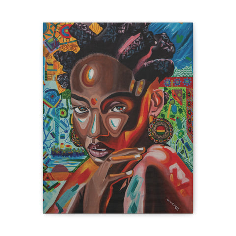 Afrocentric Beauty Wall Art, Bold Abstract Woman Portrait Canvas Print