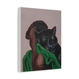 Black Panther Spirit Wall Art, Afrocentric Man & Panther Canvas Print, Bold African Inspired Home Decor