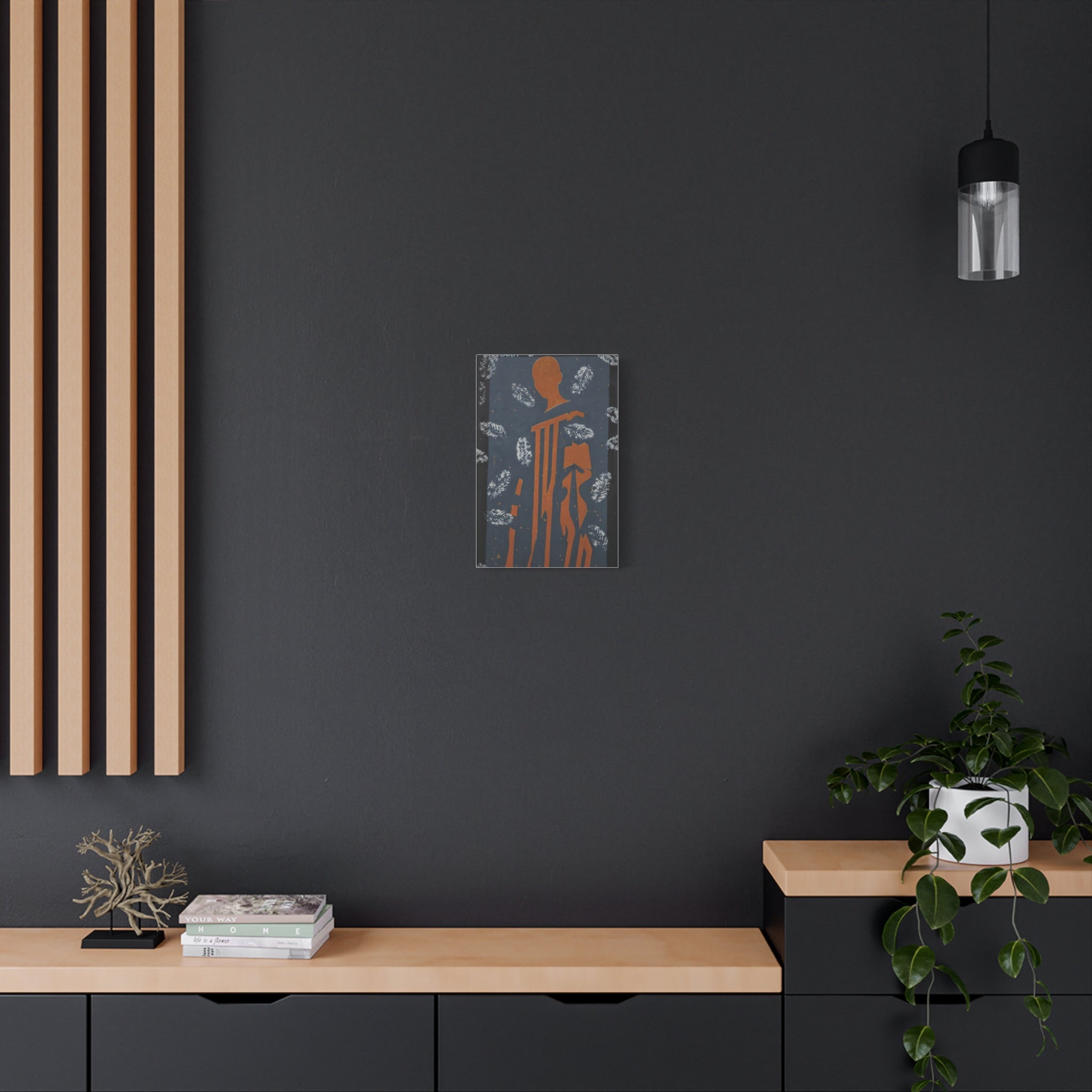 Abstract Human Form Wall Art, BODY Silhouette Design with Feather Accents, Modern Afro Inspired Decor