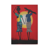 African Sunset Women Canvas Art, African Wall Art