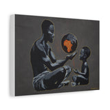 African Heritage Wall Art Set, Afrocentric Father & Son, Warrior Woman, Panther Spirit, Vibrant Black Art Prints on Canvas