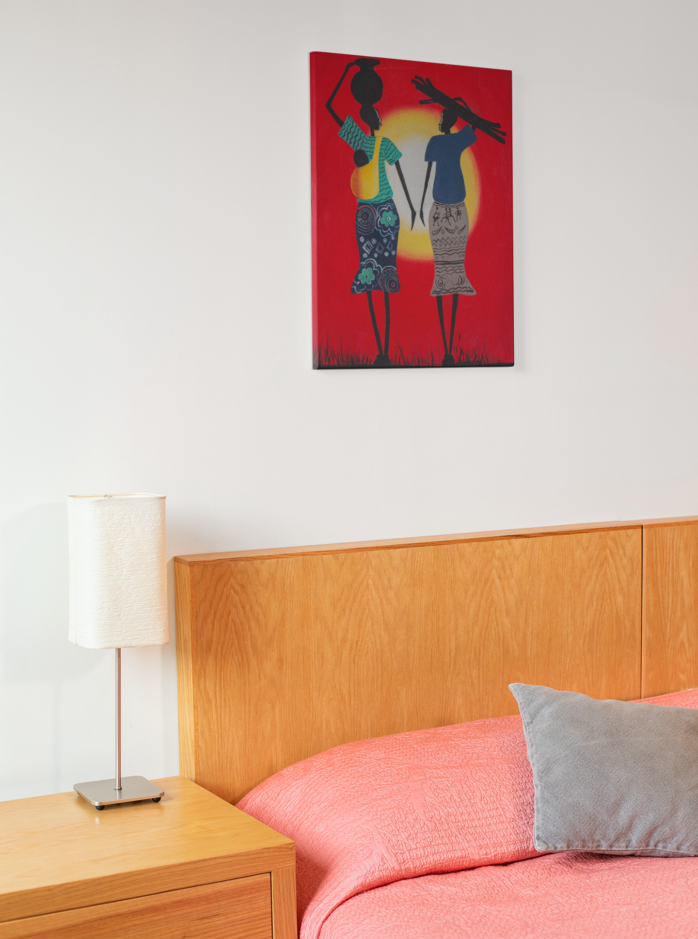 African Sunset Women Canvas Art, African Wall Art