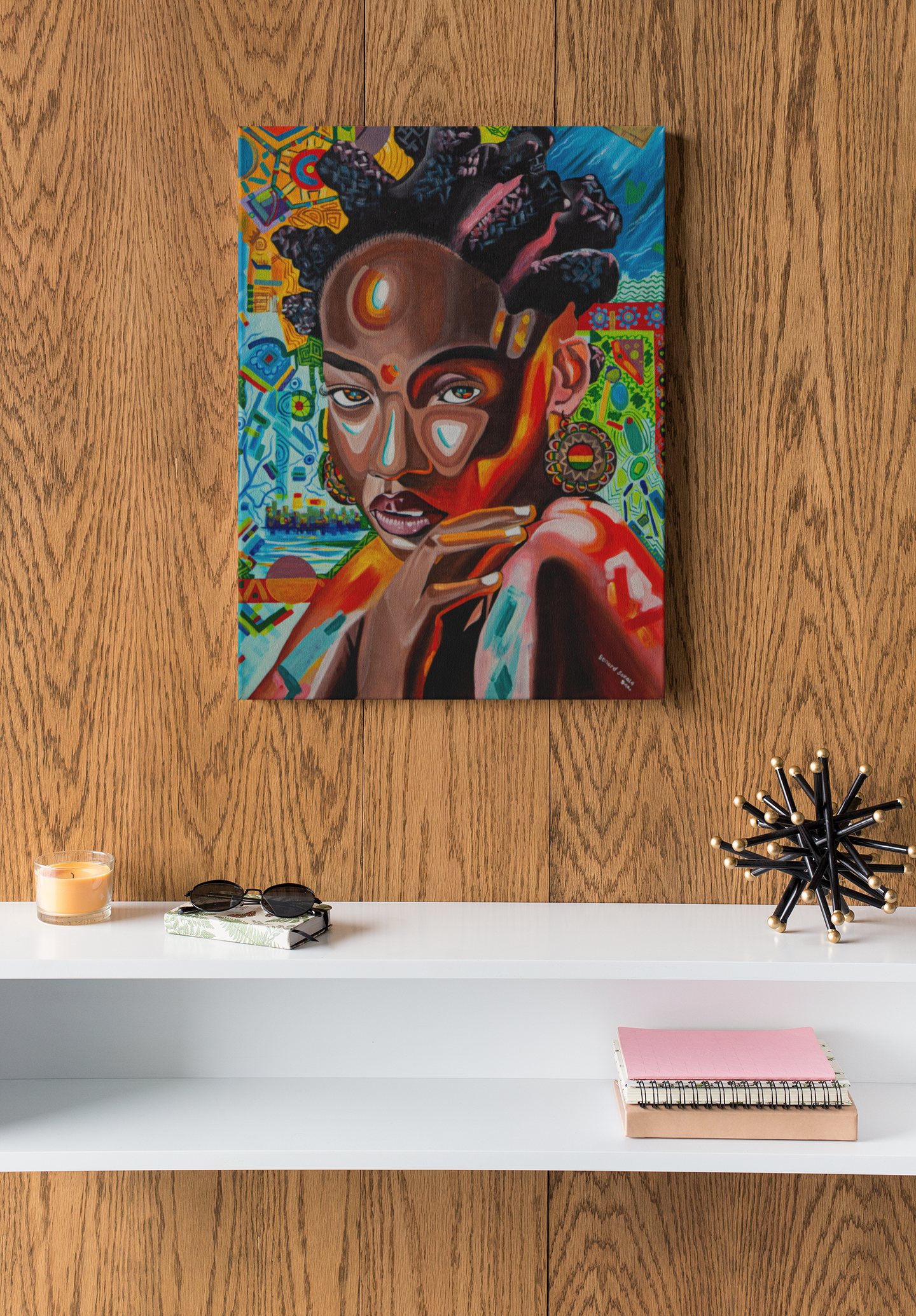 Afrocentric Beauty Wall Art, Bold Abstract Woman Portrait Canvas Print
