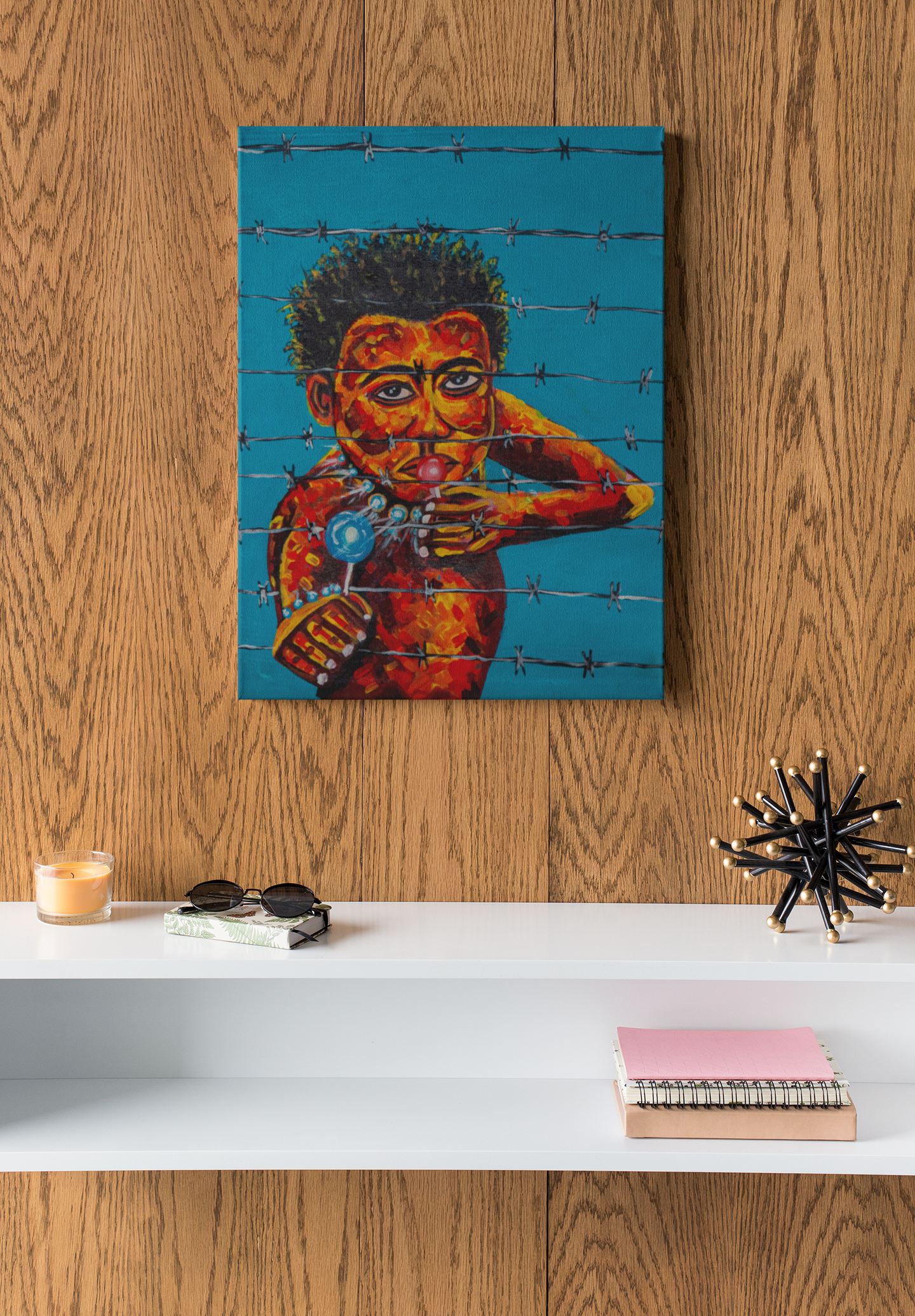 Trapped Innocence, Afro Expressionist Wall Art on Oppression & Hope