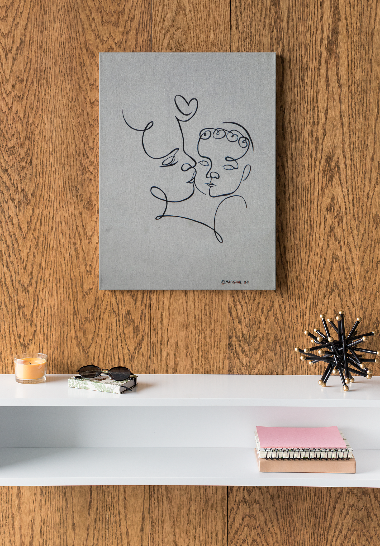 Minimalist Line Art Wall Decor, Abstract Mother and Child wall art, Modern One-Line Drawing on Canvas